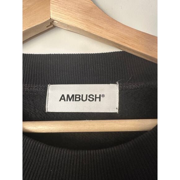 AMBUSH BLACK '19 LOGO Black Crewneck Sweatshirt Size 2 - Picture 3 of 7